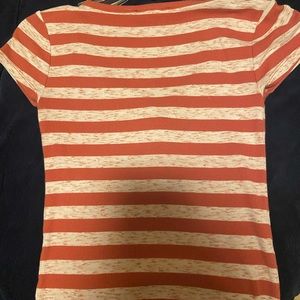 Small striped pink white Forever 21 cross neckline